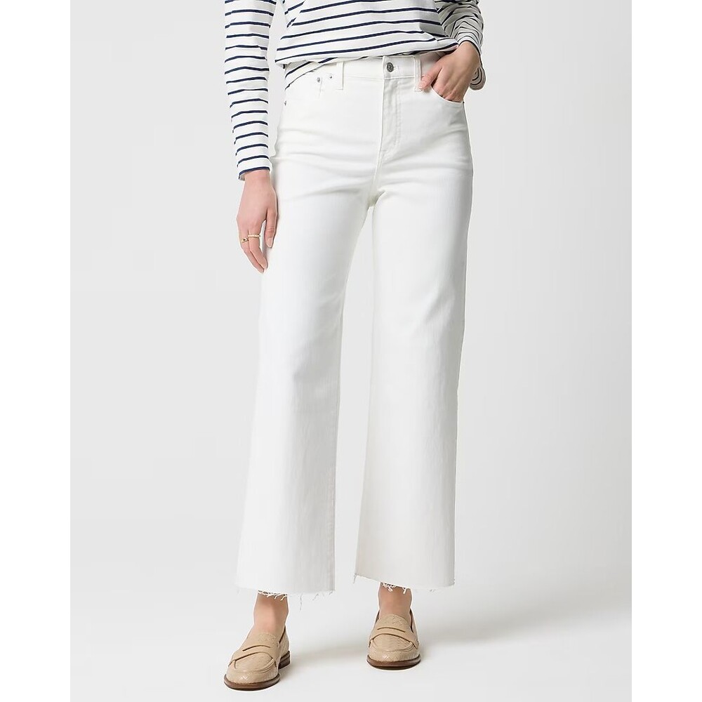 J.CREW Wide-Leg Crop Jeans 27T Tall White All-Day Stretch Cut Off NWT B67